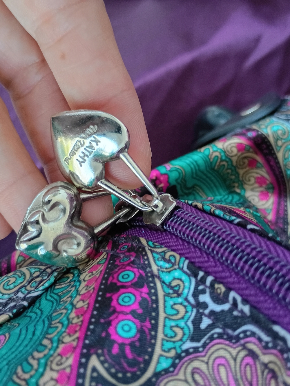 Kathy Van Zeeland Purple Paisley & Teal Roller Travel Tote💜🩵💜🩵 - Picture 6 of 15